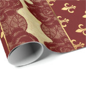 Royal Heraldic Golden Red Burgundy Lace Vip Geschenkpapier (Rolleneckpunkt)