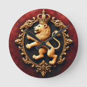 Royal Heraldic Tapestry Pattern Runde Wanduhr (Vorderseite)