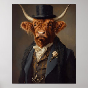 Royal Highland Cow Vintag Print, Viktorianisch Ani Poster