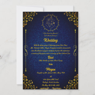Royal Hindu Wedding mit Ganesha Logo Glittery Einladung