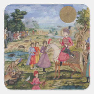 Royal Hunt aus Isfahan, Iran Quadratischer Aufkleber