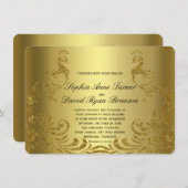 Royal Imitats Gold Abstrakt Peacock Wedite Einladu Einladung (Vorne/Hinten)