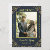 Royal Indian Hindu Wedding Ganesha Logo Golden Einladung (Rückseite)