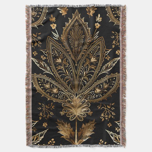 Royal Indian Luxury Black & Gold Decke (Vorderseite Vertikal)