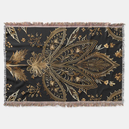 Royal Indian Luxury Black & Gold Decke (Vorderseite)