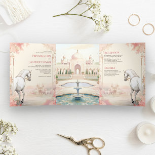 Royal Indian Palace All in One Indian Wedding Dreifach Gefaltete Einladung
