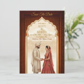 Royal Indian Palace Wedding Save the Date Einladung (Stehend Vorderseite)
