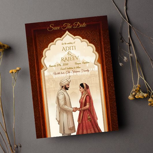 Royal Indian Palace Wedding Save the Date Einladung
