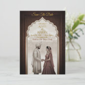 Royal Indian Palace Wedding Save the Date QR Code Einladung (Stehend Vorderseite)