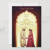 Royal Indian Palace Wedding Save the Date QR Code Einladung (Vorderseite)