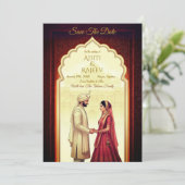 Royal Indian Palace Wedding Save the Date QR Code Einladung (Stehend Vorderseite)