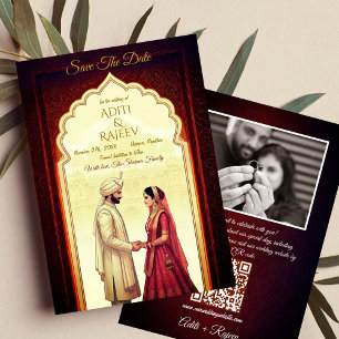 Royal Indian Palace Wedding Save the Date QR Code Einladung