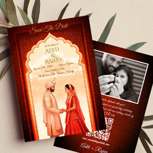 Royal Indian Palace Wedding Save the Date QR Code Einladung