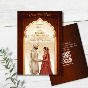 Royal Indian Palace Wedding Save the Date QR Code Einladung