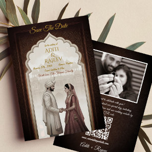 Royal Indian Palace Wedding Save the Date QR Code Einladung