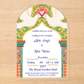 Royal Indian Wedding Invitation | Gold Traditional Acryleinladungen (Vorderseite)