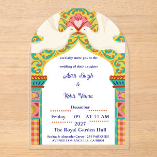 Royal Indian Wedding Invitation | Gold Traditional Acryleinladungen