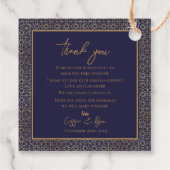 Royal Intricate Regal Navy & Gold Design Wedding Geschenkanhänger (Rückseite)