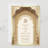 Royal Islamic Arch Cream Gold Muslim Wedding Einladung (Vorderseite)