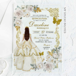 Royal Ivory Beige Princess Quinceañera Acryleinladungen