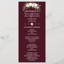 Royal Ivory Floral Burgundy Wedding Program