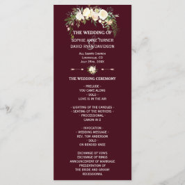 Royal Ivory Floral Burgundy Wedding Program Programm