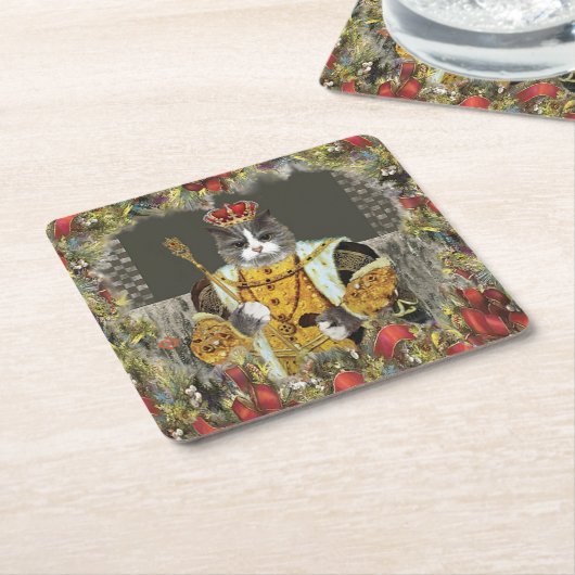 Royal King Cat Weihnachtsbuch Untersetzer (angewinkelt)