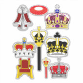 Royal King Queen Crowns Scepters Cartoon Clipart Aufkleber (Vorderseite)
