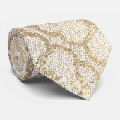 Royal Lace Foxier Gold Ivory Metallic White Glam Krawatte (Gerollt)