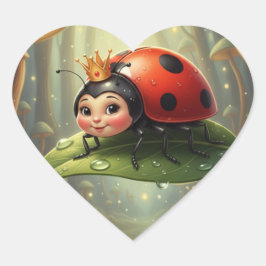 Royal Ladybug in a Leafy Dream Herz-Aufkleber