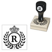 Royal Laurel Wreath Crown Monogram | SCHWARZ-WEISS Gummistempel (Stempel)
