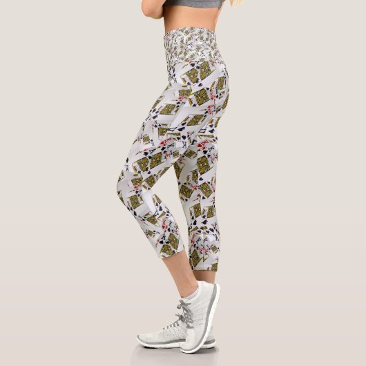 "Royal Layer: A Stack of Kings Poker Cards" Capri Leggings (Links)
