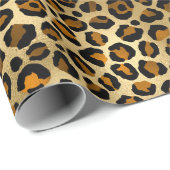 Royal Leopard Gold Black Jungle Pattern Geschenkpapier (Rolleneckpunkt)