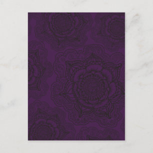 Royal Lila and Black Mandala Pattern Postkarte