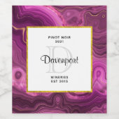 Royal Lila and Gold Agate Abstrakt Wine Weinetikett (Einzelnes Label)