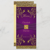 Royal Lila and Gold Floral Menu Card Menükarte (Vorne/Hinten)