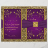 Royal Lila and Gold Medallion Wedding Program (Vorderseite)
