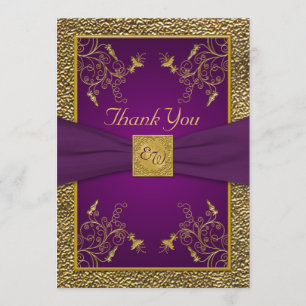 Royal Lila and Gold Monogram Dankeschön Card Dankeskarte