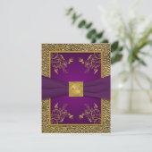 Royal Lila and Gold RSVP Card Karte (Stehend Vorderseite)