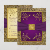 Royal Lila and Gold RSVP Card Karte (Vorne/Hinten)