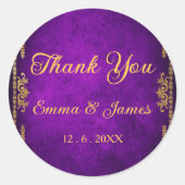 Royal Lila and Gold Vielen Dank Gastgeschenk Hochz Runder Aufkleber (Vorderseite)