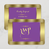 Royal Lila and Gold Wedding RSVP Karte (Vorne/Hinten)