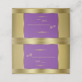 Royal Lila and Gold Wedding Tischnummer Platzkarte (Außenseite Aufgefaltet)
