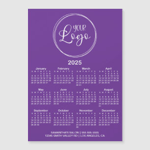 Royal Lila and White Logo 2025 Magnetic Calendar Magnetkarte