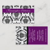 Royal Lila Black Damask Lace Business Cards Visitenkarte (Vorne/Hinten)