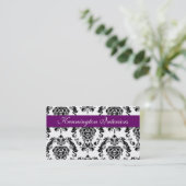 Royal Lila Black Damask Lace Business Cards Visitenkarte (Stehend Vorderseite)