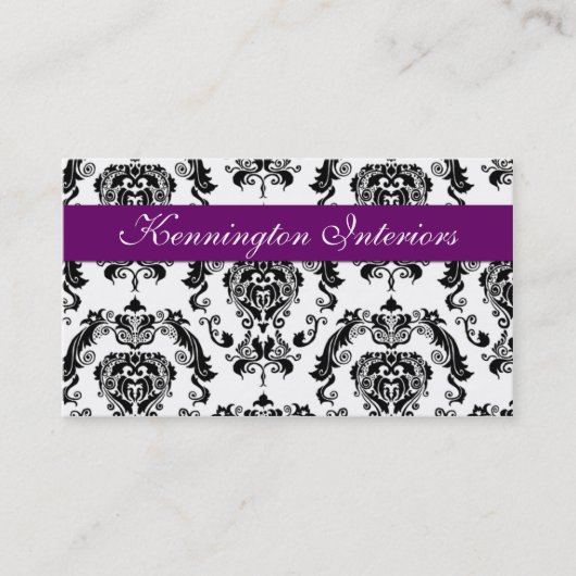 Royal Lila Black Damask Lace Business Cards Visitenkarte (Vorderseite)