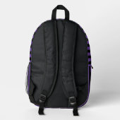 Royal Lila Black Vintag Striping Name Bedruckter Rucksack (Rückseite)