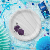 Royal-lila Blumen silberne Blätter Marmor Pappteller (Party)