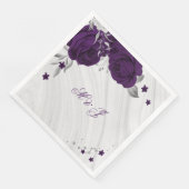 Royal-lila Blumen silberne Blätter Marmor Serviette (Ecke)